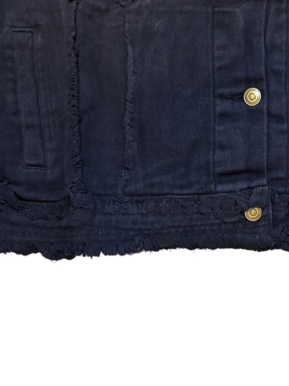 Black Oversized Raw Hem Denim Shacket Jacket Frayed Trucker Button Up HYFVE L - Picture 12 of 15